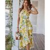 GMXIA Fashion Print Halter-neck Bohemian Dress Summer Casual Holiday Dress