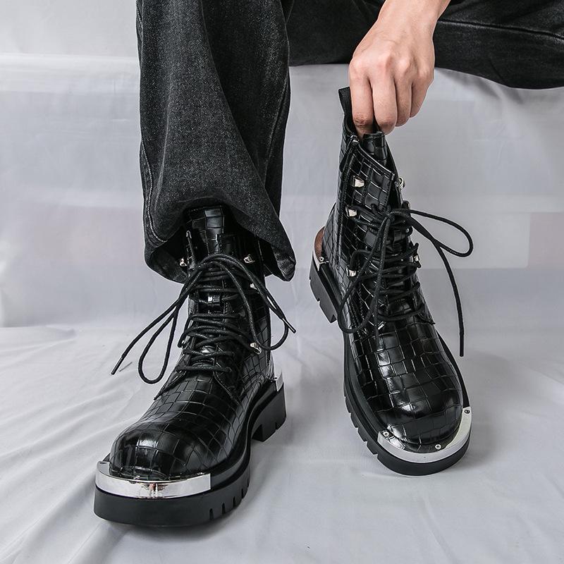 Men's Retro British Style High-Top Martin Boots - Autumn/Winter Thick-Soled Fashionable Large Size Shoes