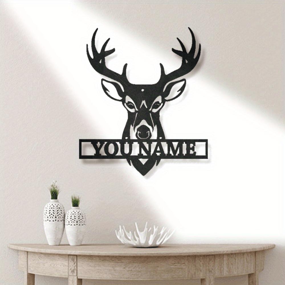 Custom Elk Head Metal Wall Sign Wedding Home Decor Personalized Name Art