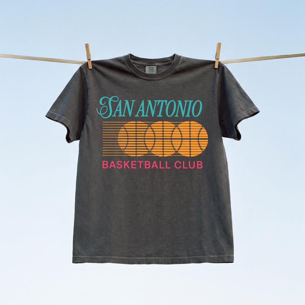 90's San Antonio Basketball T-Shirt, Reto Fiesta Colors SATX Bball Graphic Tee
