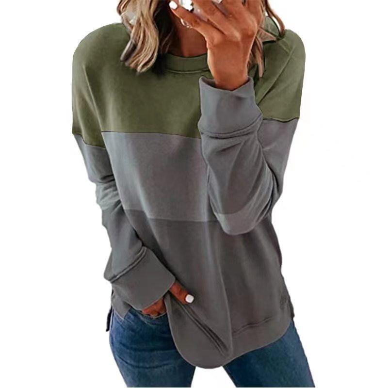 QICED Women's Fashion Casual Long Sleeve O-Neck Blouses & Shirts