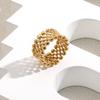 MamacitaPlay 316L Stainless Steel Mesh Hollow Out Ball Ring 18K Gold Plated Waterproof Jewelry For Women Trend Everyday Wear