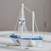 Mediterranean Style Sailing Boat Model Handmade Nautical Decor Miniature Sailboat  Party Decoration