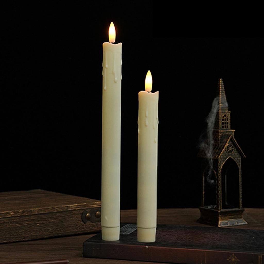 Długa Laska LED Bezpłomienna Świeca, Symulowane Elektroniczne Światło Świecy, Zasilana Bateryjnie Świeca Stożkowa Do Wystroju Domu, Imprez, Bożego Narodzenia