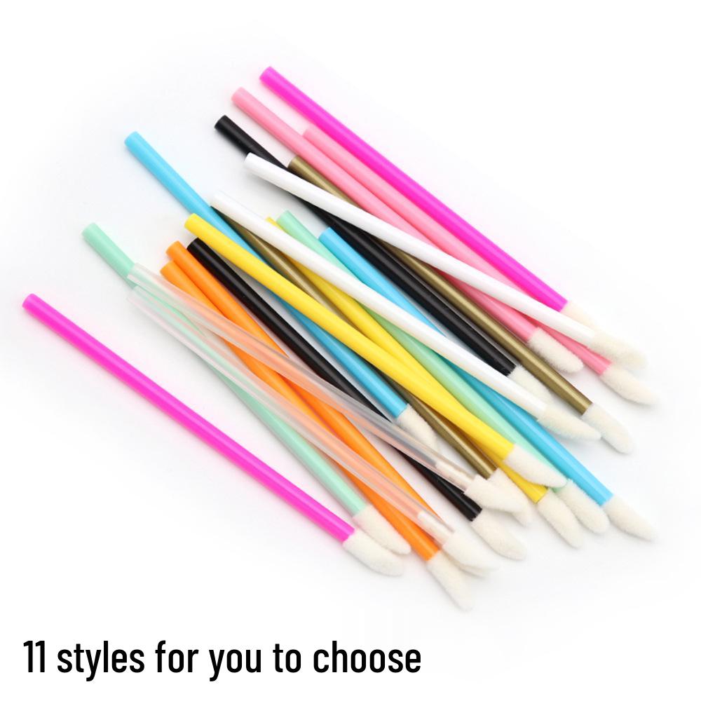 50-Pack Portable Flocked Cotton Lipstick Applicator Brushes with Hollow Handles