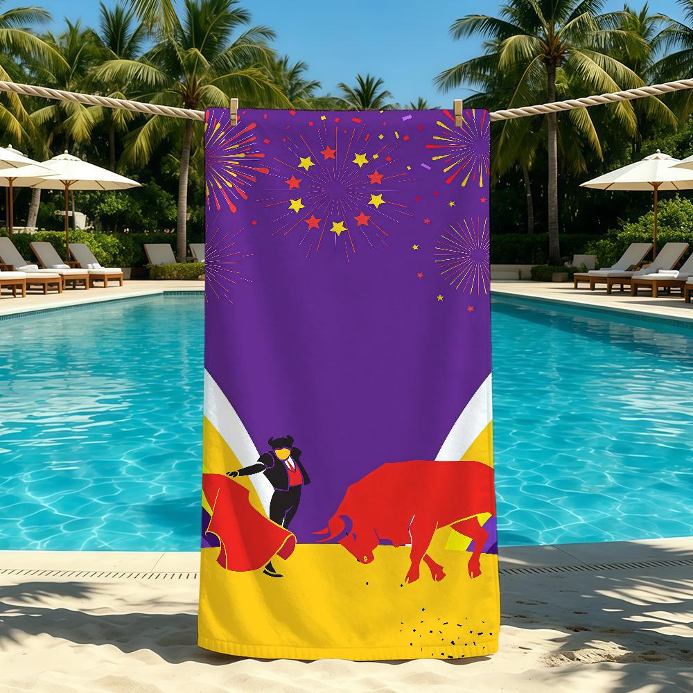 Bullfighting Spanish Towel For Outdoor Camping Beach Towel Super Absorbent Quick-Drying Summer Towel