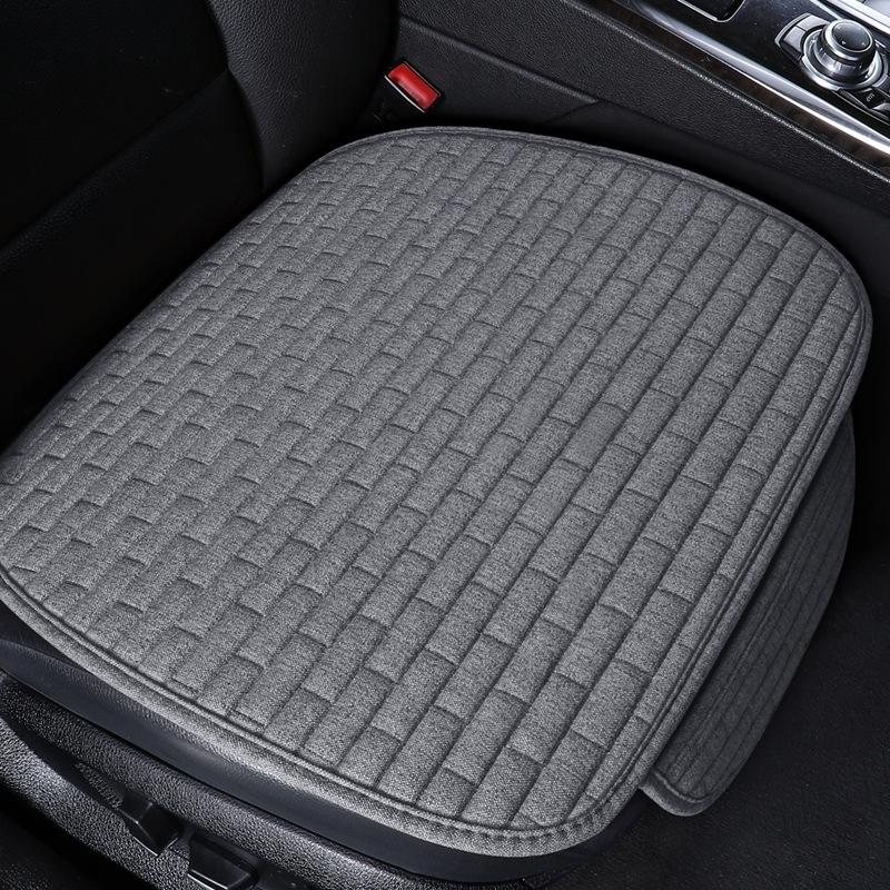 Grid Linen Backless Car Seat Cushion Set - Single, Square, Three-Piece, Four Seasons Universal