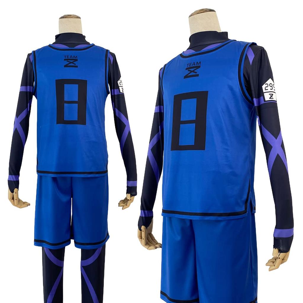 HOLOUN Blue Lock Horaku Mawari 8 Practice Cosplay Halloween Performance Holiday XL Size & No. Uniform, Blue, Costume, Event, Anime, Costume, Outfit,