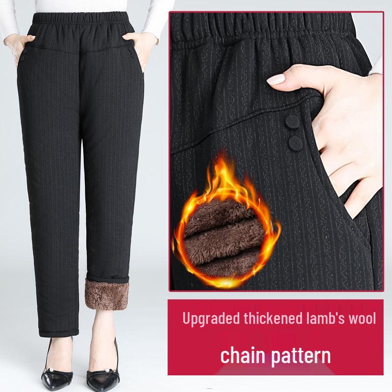 

Флисовые теплые брюки с высокой талией для пожилых женщин на осень/зиму 5XL (for 160-175 jin)