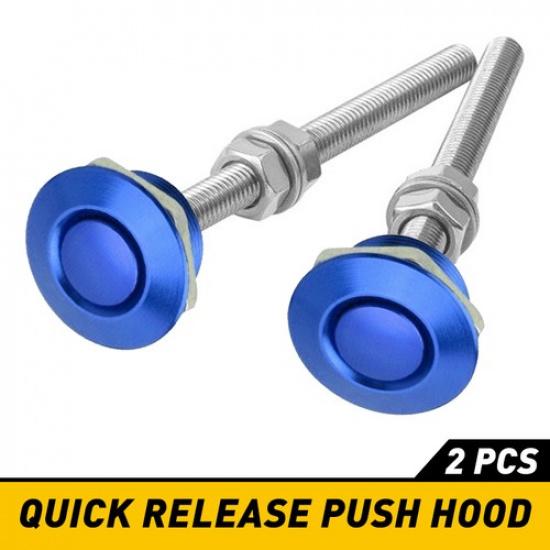 Pack2 BLUE Push Button Quick Release Hood Bonnet P Lock Clip Latch Bumper Kit