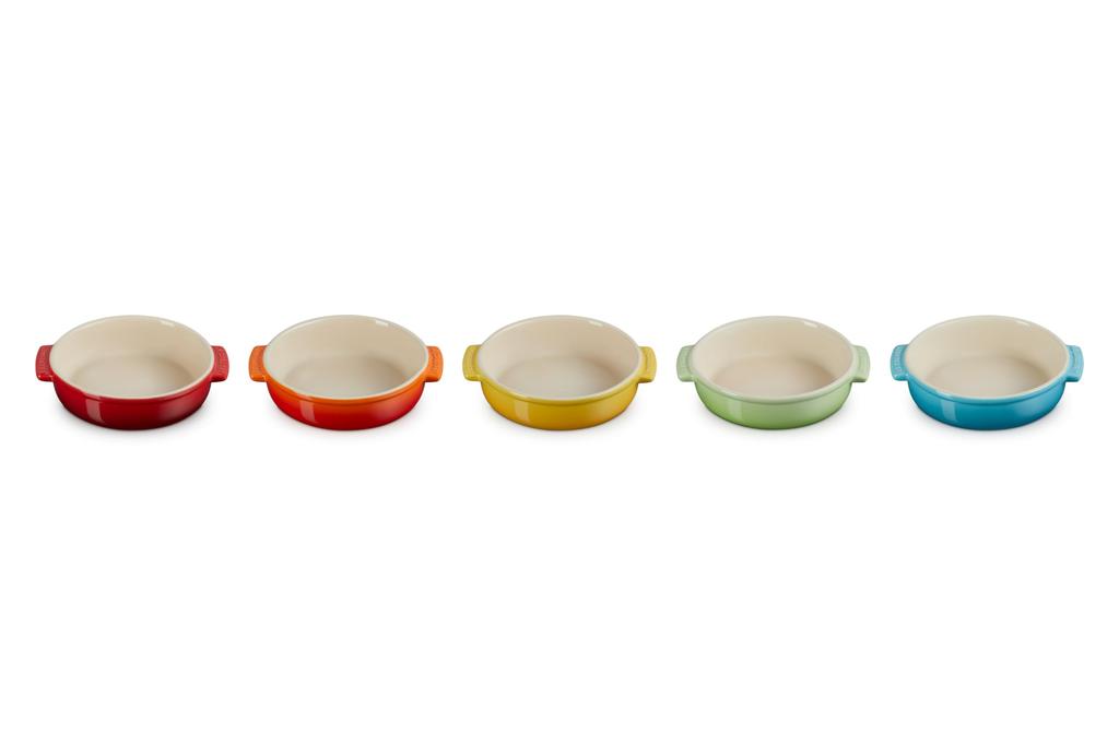 Le Creuset 14cm Rainbow Deep Tapas Dish, Heat and Cold Resistant, Microwave and Oven Safe, Set of 5, Oven Dish, Heat-Resistant Dish, Gratin Dish [Offi