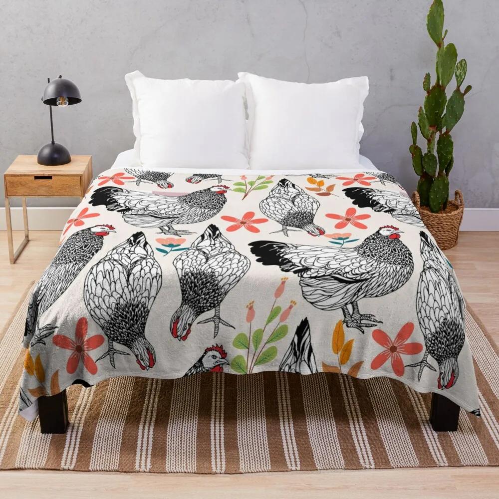 Cartoon Chicken Pattern Flannel Throw Blanket Egg Rooster Blanket Lightweight Warm Super Soft For Couch Sofa Bed Festival Gift