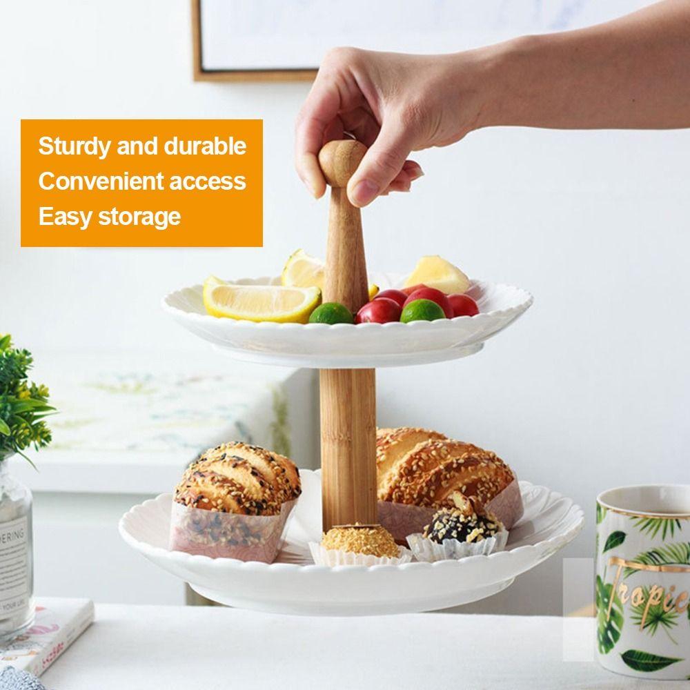 Wood Cake Plate Stand 3 Tier Desserts Holder New Tiered Tray Wedding Party