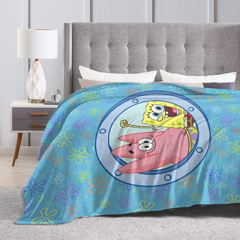 SpongeBob SquarePants Cartoon Blankets Patrick Star Flannel Awesome Soft Throw Blanket for Home Textile Decor