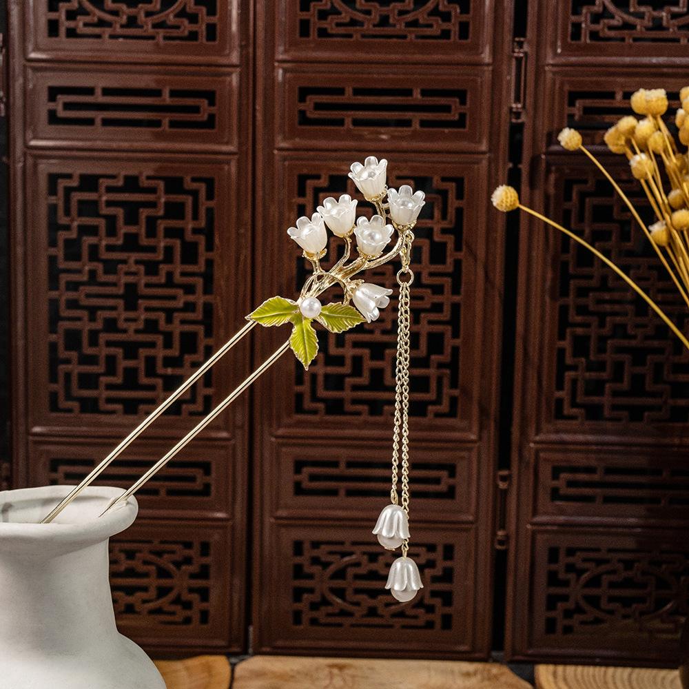 Nationalstil Perle Blume Quaste Quaste Quaste Anhänger Hanfu Accessoire Haarnadel Weiblich Neu Chinesisch Antiker Stil Glockenblume Haarnadel