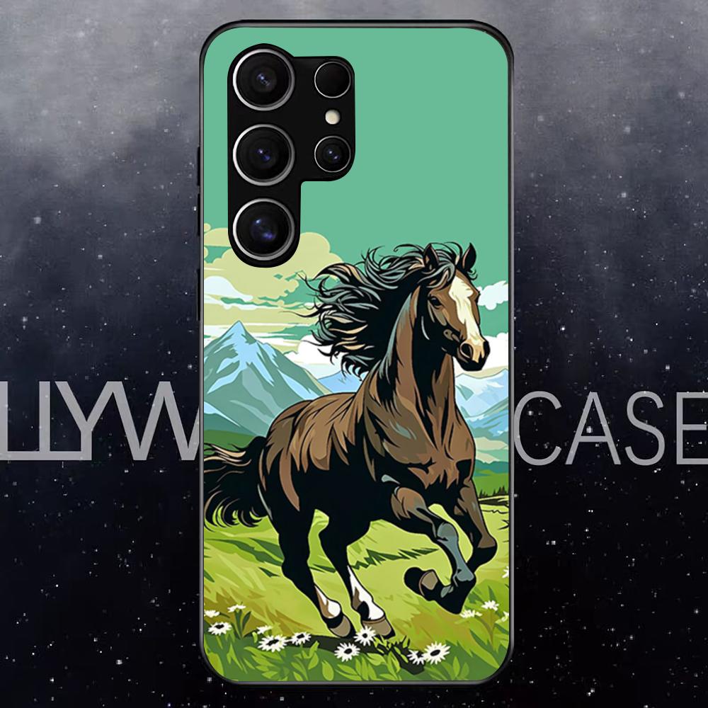 Cool Running Horse Phone Case For Samsung S25 Edge Ultra S23 S22 S21 S20 Ultra Plus S24 Fe A54 A53 A25 Glass Cover