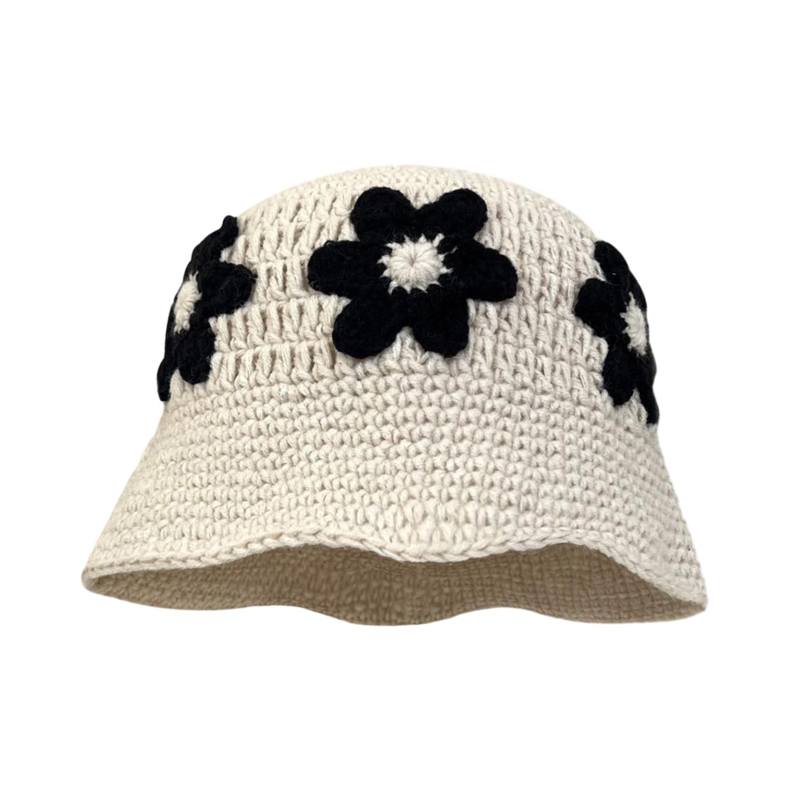

Летняя солнцезащитная вязаная панама крючком для женщин, весенняя для поездок на работу, для кемпинга, рыбацкая, с цветочным узором для девушки бежевый