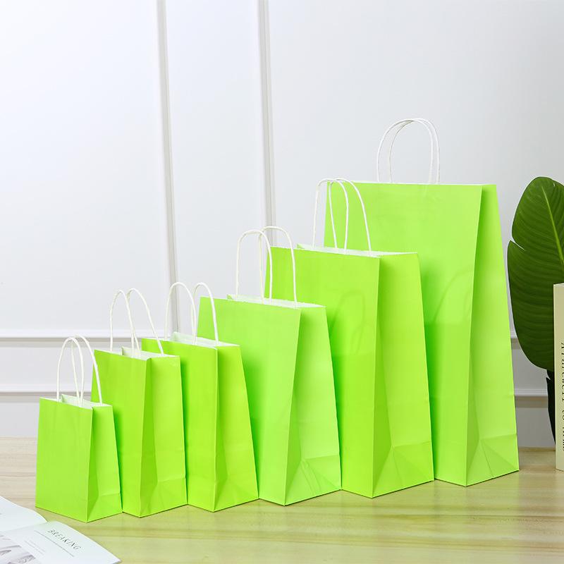 Spot Multi-color Kraft Paper Bag with Handles for Advertising, Gift Packaging, and Shopping, with Custom Printed Logo
