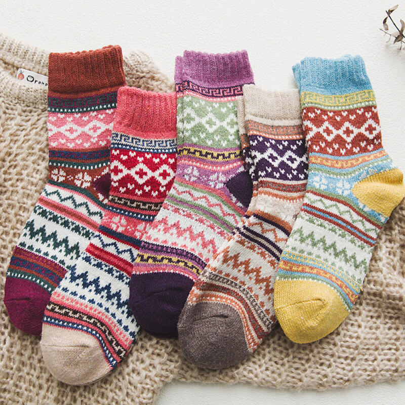 5 Pairs of Eslin Thick Warm Winter Women's Fleece Socks