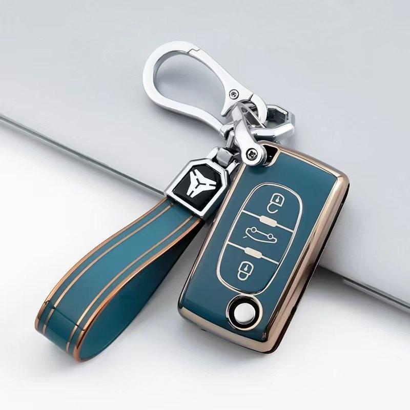 TPU Car Flip Key Case for Peugeot 3008 5008 107 207 307 308 407 607 for Citroen Xsara Picasso C5 C6 C8 Cover Fob Accessories