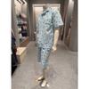 Triumph 100  Cotton Mini Ripple Blueberry Short Sleeve Men S Pajama Blue  Tempj2