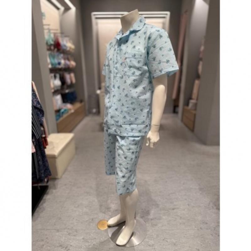 Triumph 100  Cotton Mini Ripple Blueberry Short Sleeve Men S Pajama Blue  Tempj2