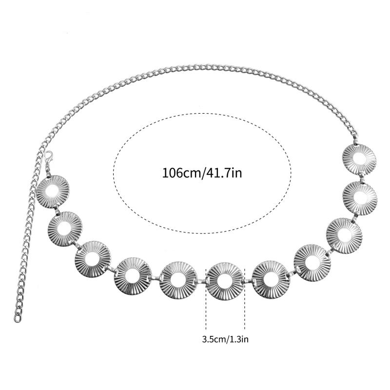 Women'S Fashion Circle Metal Chain Belt Fringes Ring Waist Chain Clothes Belt Waistband For Summer Beach