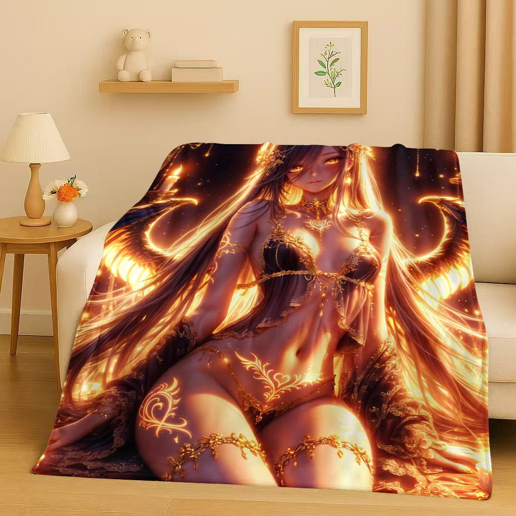 2026 New Sexy Bikini Girls Cartoon Anime Characters Flannel Blanket,Soft Plush Throw for Home Bedroom Bed Sofa Cover Trave Gift