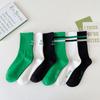 Female Spring and Autumn Letter Stripe Embroidered Green Street Sports Academy Wind Tube Socks