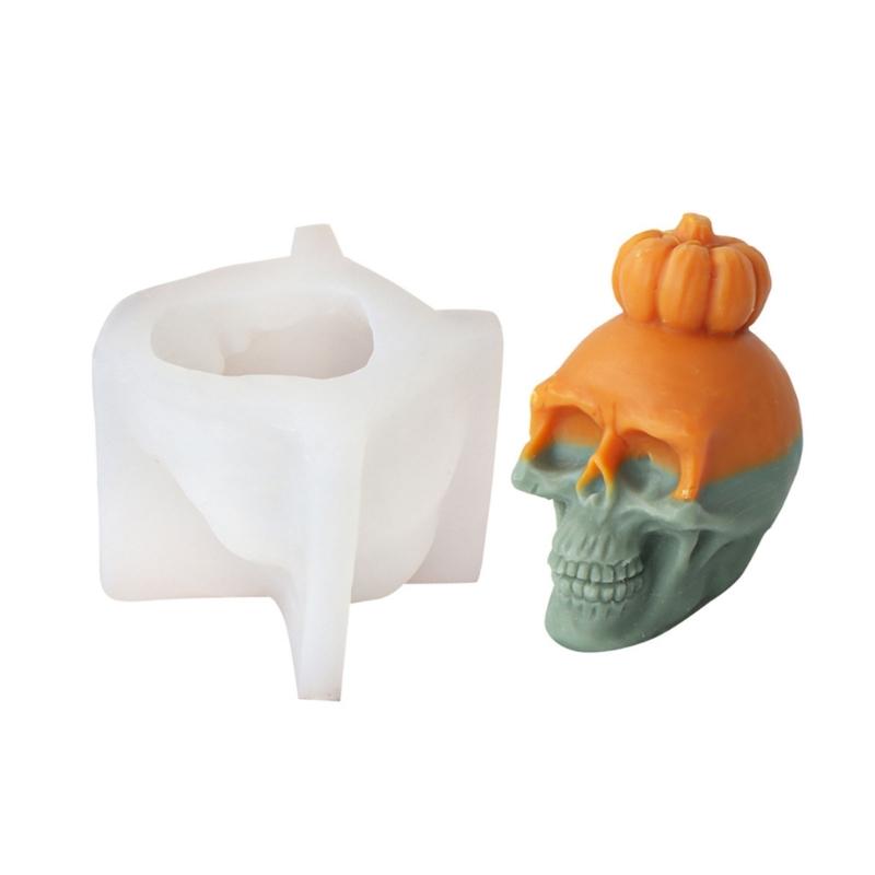 Skeleton Head Silicone Molds for Candle Soap Gypsum Decorations, Halloween Candle Molds for Making Halloween Present