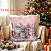 2D Flat - 1pc Pink Santa Snowman Christmas Decorative Pillow Christmas Short Plush Pillowcase, 45 X 45 Cm (17.7 X 17.7 Inches), No Pillow Insert Inclu