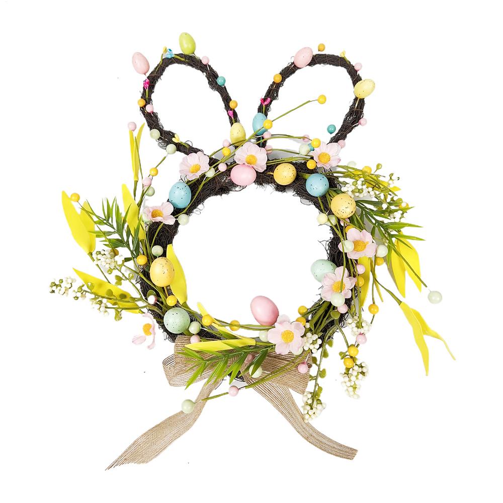 Венок Кролик Искусственные Ягоды Яйца Цветок Украшение Пасхальный Венок Кролик Для Входной Двери Для Улицы Внутри Дома Окна Стены