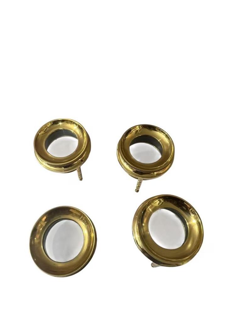 Round Brass Magnifying Glass with Handle | Decorative Handheld Magnifier | Pack of 4