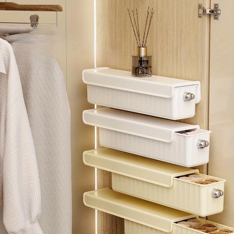 [Minimalist Design] Wall-Mounted 3-in-1 Plastic Storage Organizer for Underwear, Socks, and Accessories - Portable Hanging Closet Shelf with Drawers
