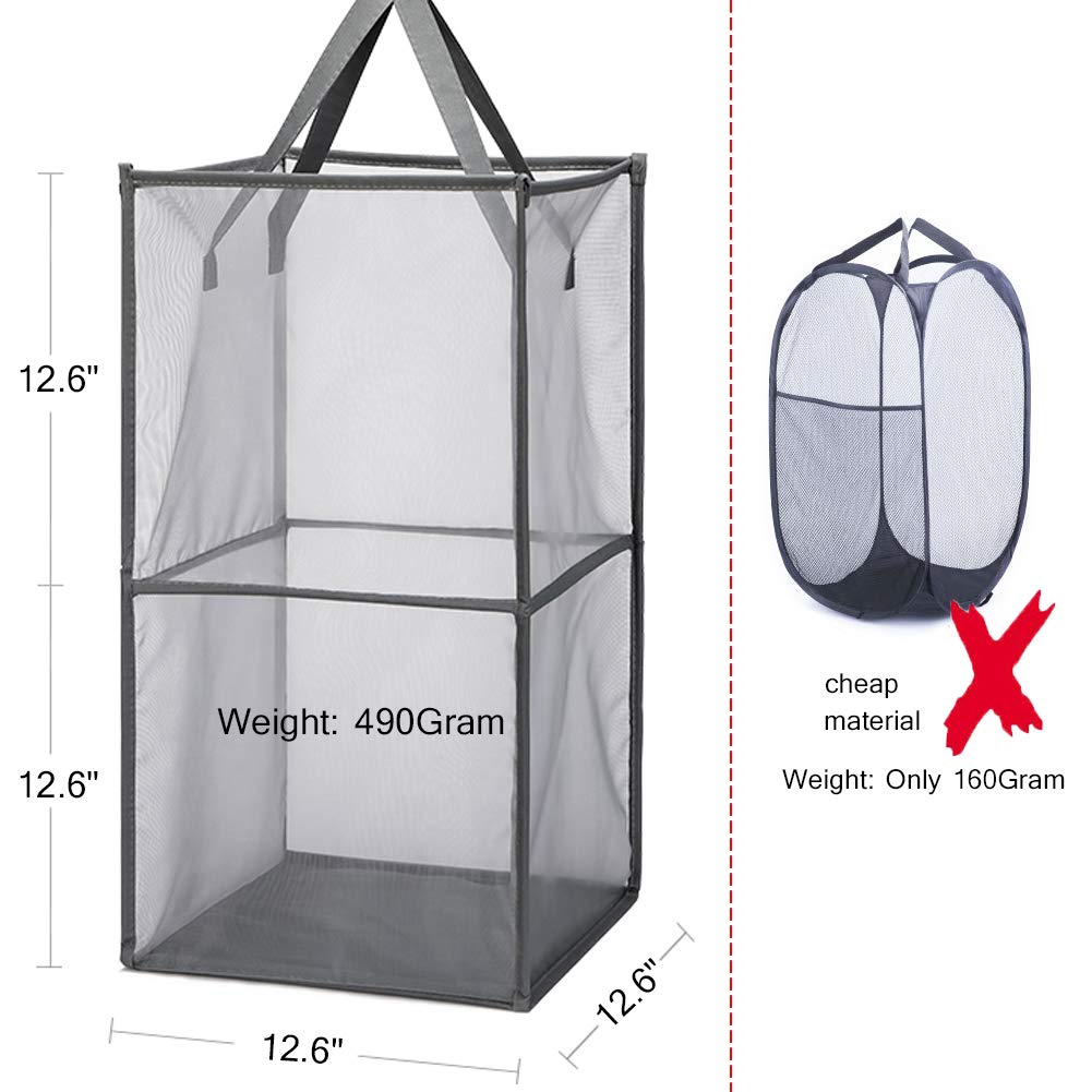 Laundry Bags Hamper Bag with Handles,Portable &Collapsible Dirty Clothes Mesh Basket Foldable for Washing Storage, Kids Room