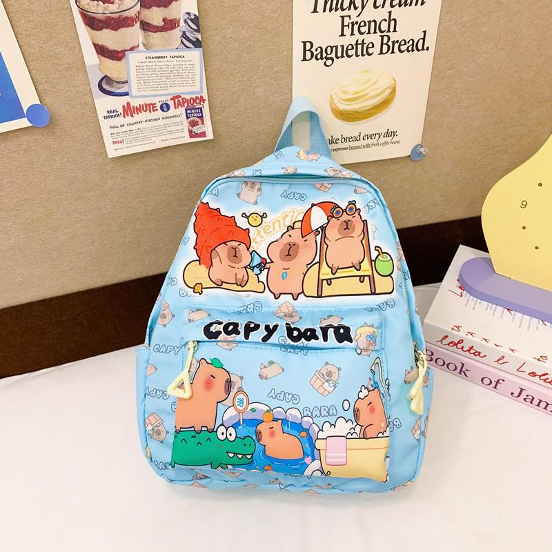 Trendy Capybara Print Double Shoulder Backpack - Large Capacity for Students and Kids