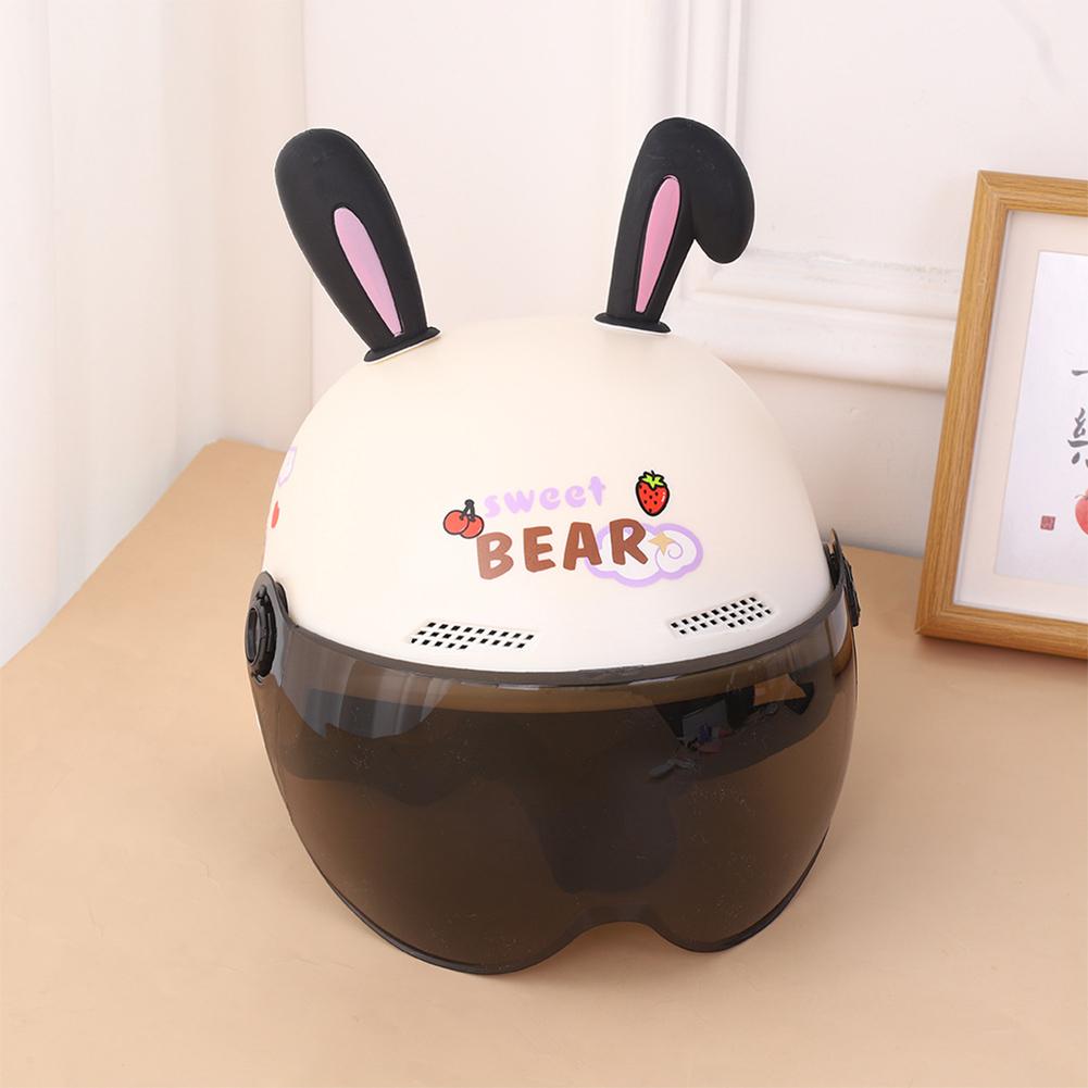 

2 шт. мотоциклетный шлем с длинными кроличьими ушами, шлем для мотокросса, электрический велосипедный шлем и аксессуары для украшения рулевого колеса автомобиля Black + Pink