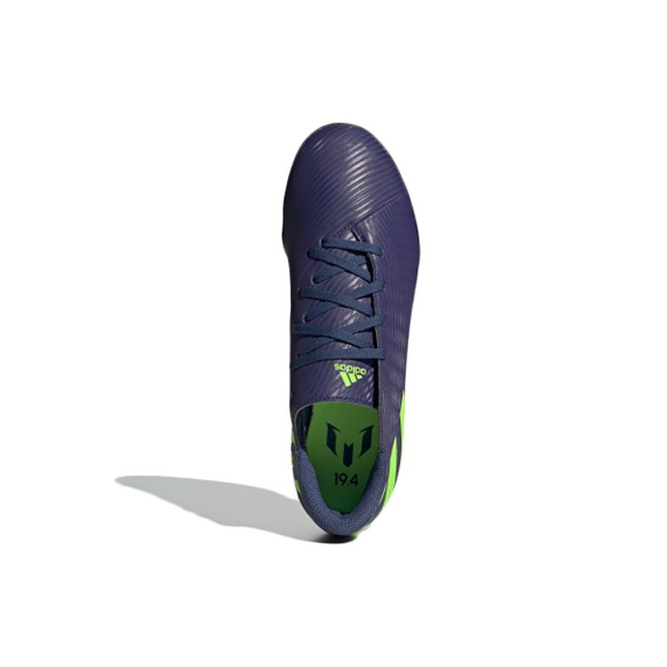 Adidas Messi 19.4 Round Toe Comfortable TF (Rubber Studs) Hard Ground Artificial Grass Soccer Shoes Men Soccer Shoes Purple Green EF1805