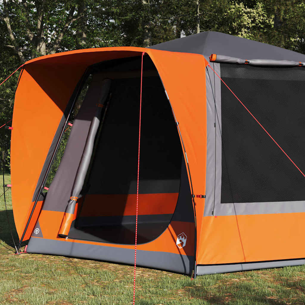 Camping Tent Hut Gray and Orange 420 X 420 X 227 Cm Polyester