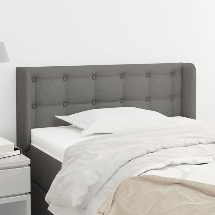 VidaXL Tête de lit avec oreilles Gris foncé 83x16x78-88 cm Tissu3119177