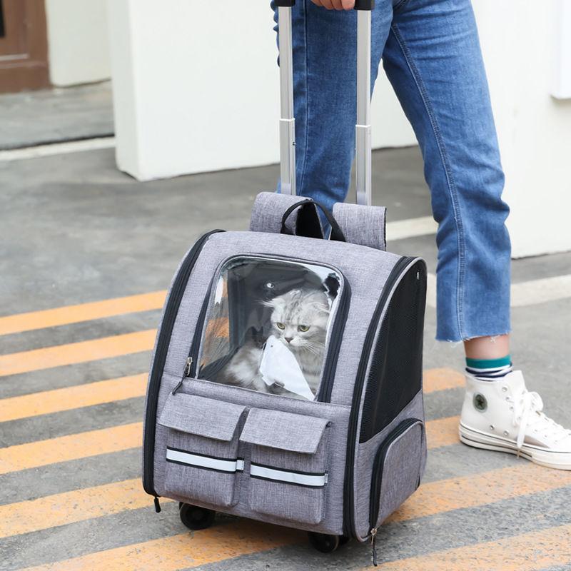 Pet Bag Cat Dog Trolley Suitcase Medium and Small Dog Large Capacity Foldable Out Portable Fat Cat Shoulders