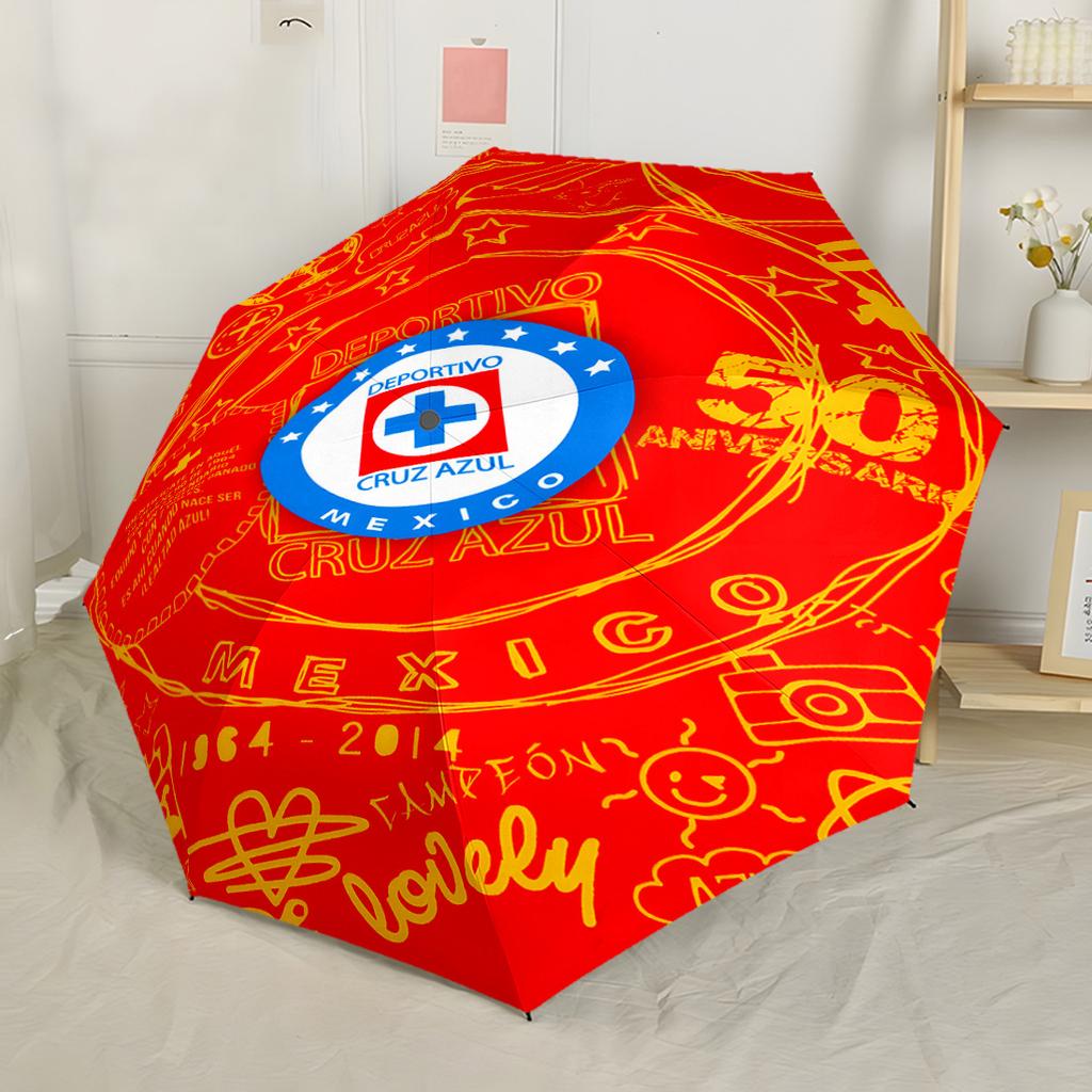 Cruz Azul Football Crest Automatic Umbrella Sturdy 8-Rib Shaft Compact Design for Women/Men Elegant Women's Umbrella Perfect Gift for Friends & Family