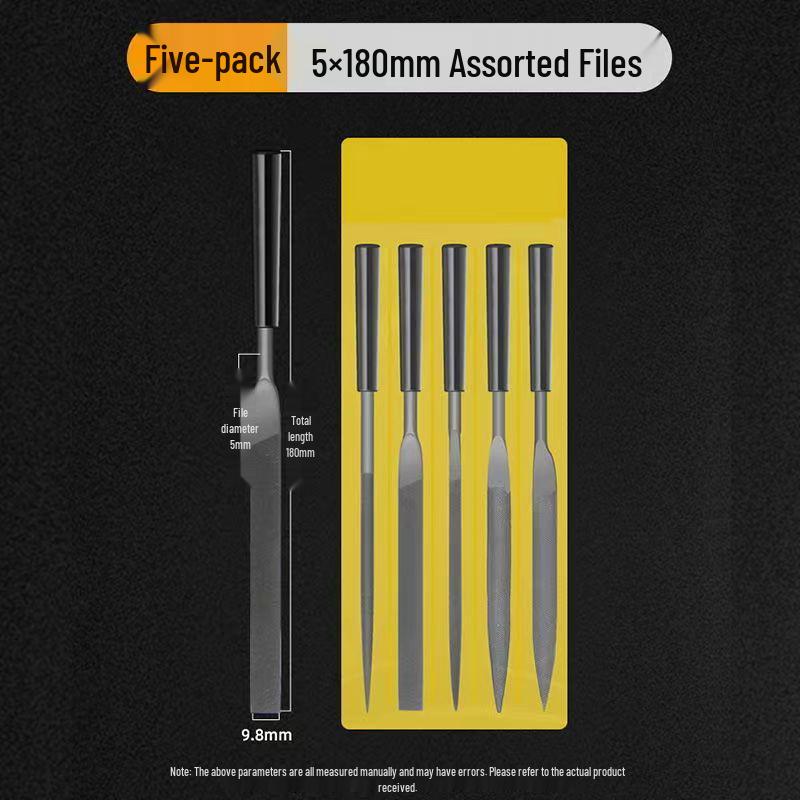Mini Assorted Steel File Set: Triangular & Flat Files for Metal & Wood Grinding