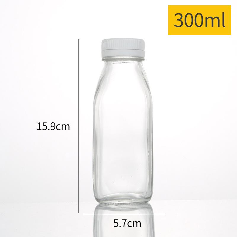 Multi-size Square Glass Bottles for Milk, Yogurt, or Juice - Transparent & Large Capacity