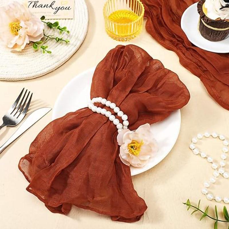 6pcs Napkins Wrinkled Dinner Napkins Soft Cotton Table Napkins Decorative Cloth Napkins for Weddings Parties Family Everyday Use