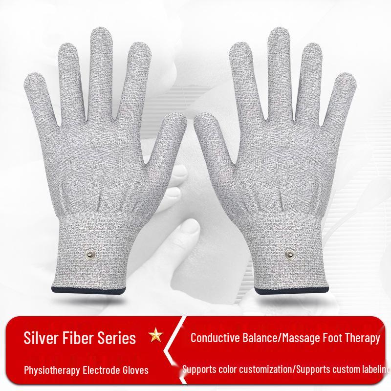 Silver Fiber Microcurrent Massage Gloves for Beauty & Physiotherapy