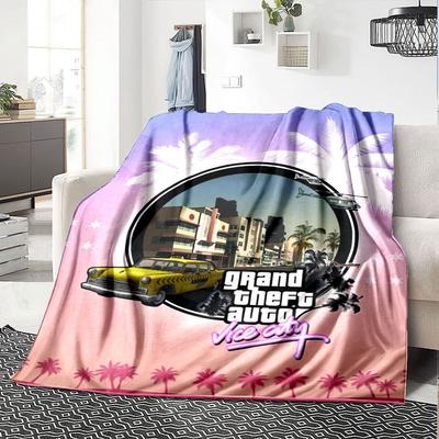 1 peça Cobertor Macio de Flanela Grand Theft Auto com Estampa de Designer Um cobertor aconchegante para todas as estações, perfeito para o sofá, cama, escritório