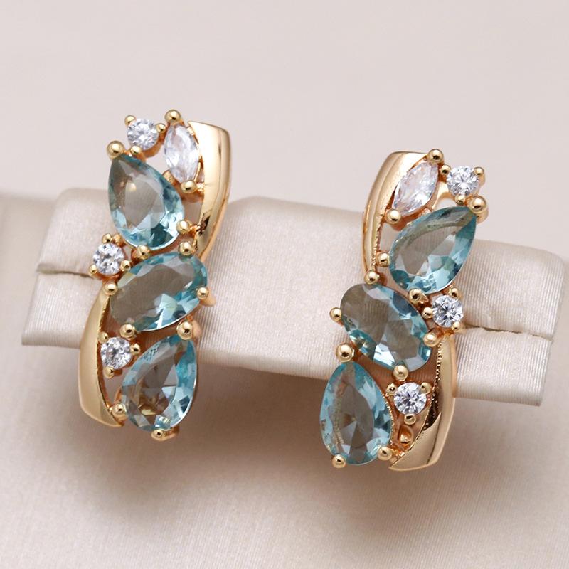 Fashionable Blue Crystal Earrings, Women's Earrings Accessories For Daily Wear