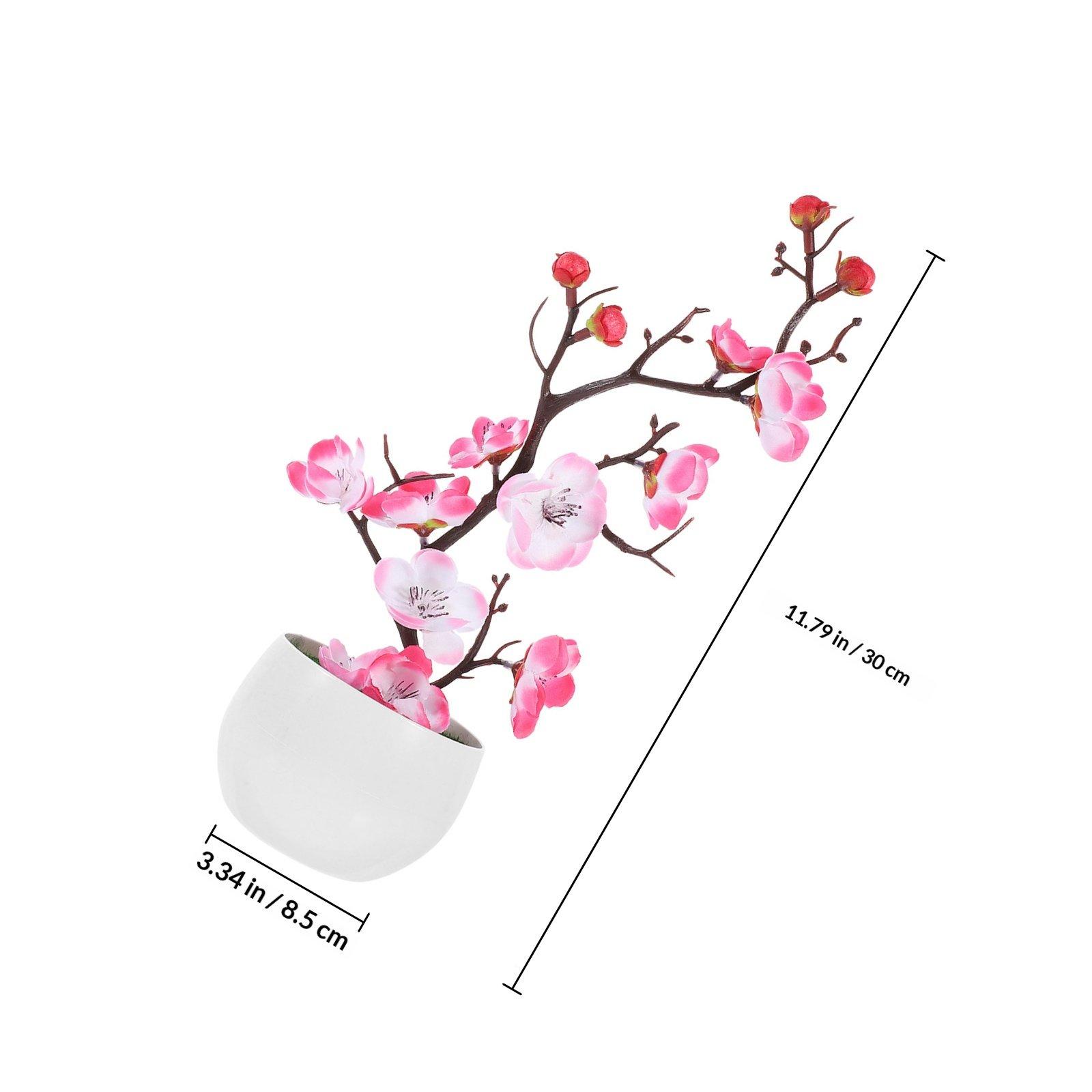 

2Pcs Artificial Plum Blossom Faux Potted Flower Small Bonsai Desktop Decoration Realistic Fake Plant for Home Office Tabletop розовый