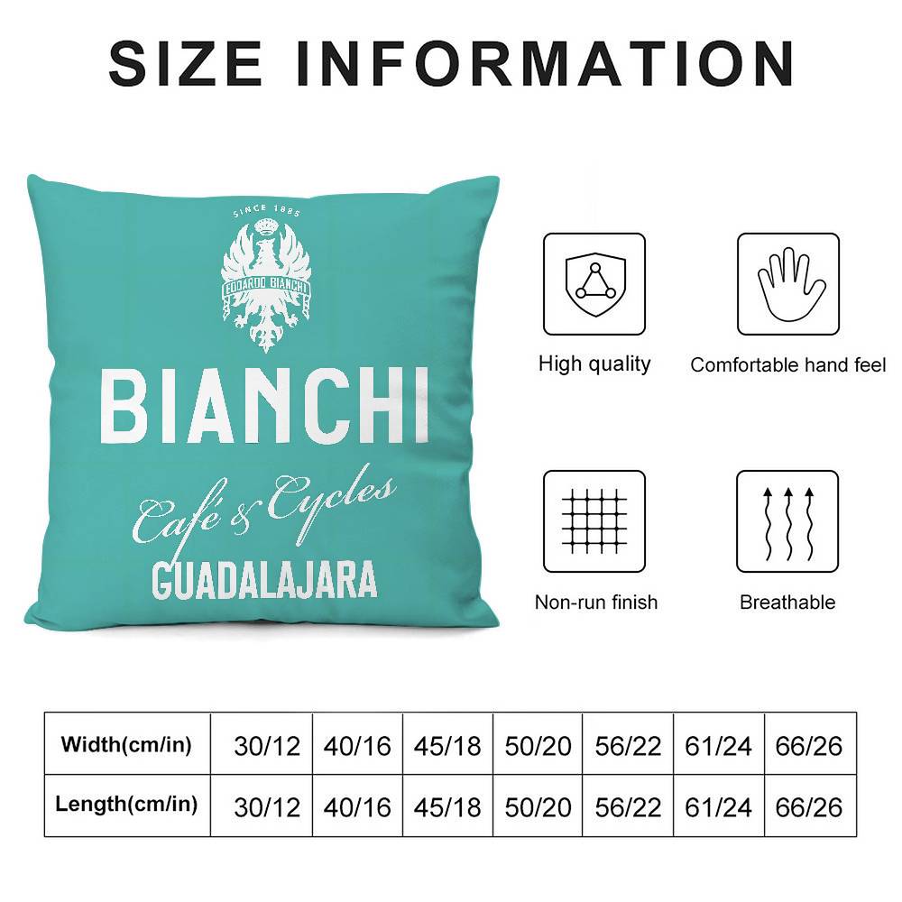 Luxury B-Bianchi Logo Pillow Case Sofa Living Room Bedroom Double-Sided Printing Square Cushion Nap Time Pillow Case